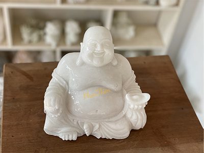 Tượng Phật Di Lặc bằng đá Cẩm Thạch Trắng (DL-08)