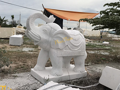 Tượng Voi bằng Đá Cẩm Thạch Tự Nhiên (V02)
