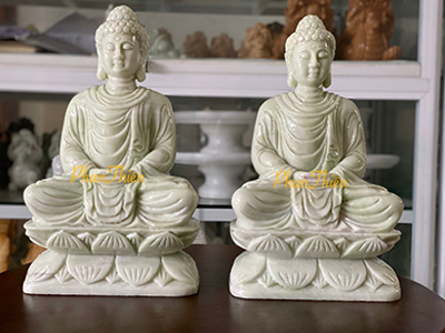 Tượng Phật Thích Ca bằng Cẩm Thạch Trắng Trong Xanh (TC-01) 