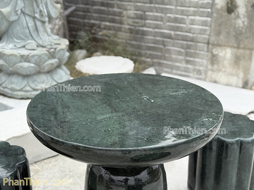 Bàn ghế đá xanh Ấn Độ - 3 ghế - BGD-41