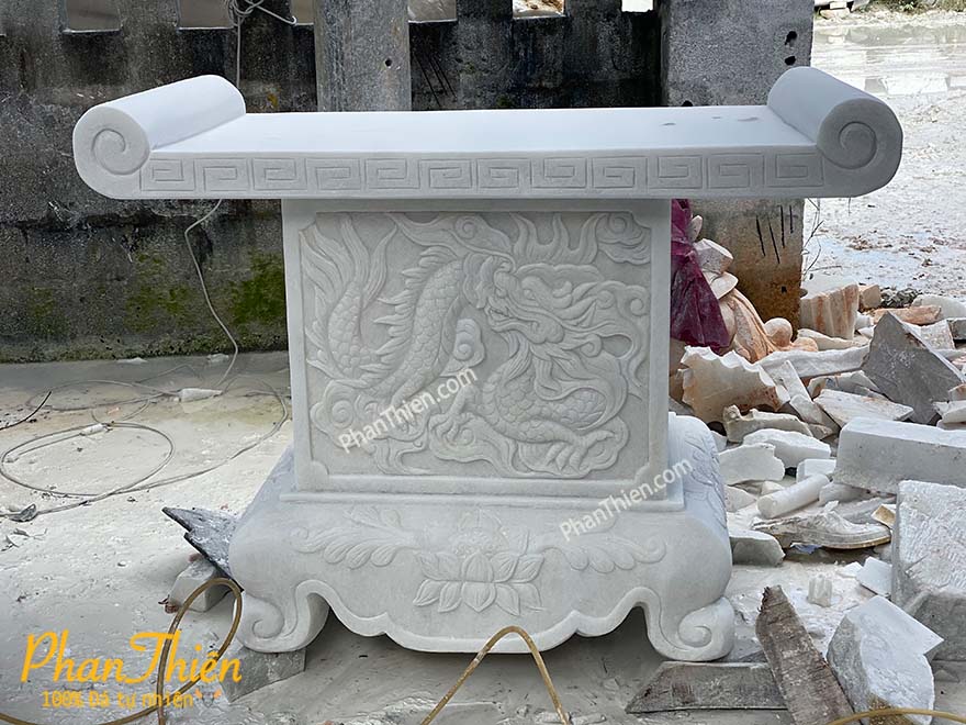 Bàn Thờ Đá (Bàn Thờ Thiên) Đá Cẩm Thạch Trắng (BTH-08)