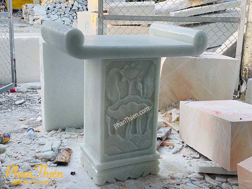 Bàn Thờ Đá (Bàn Thờ Thiên) Đá Cẩm Thạch Trắng (BTH-04)
