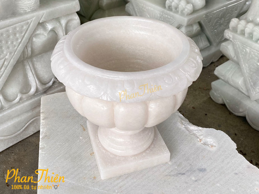 Bình Hoa Đá Cẩm Thạch Trắng (BH-03)