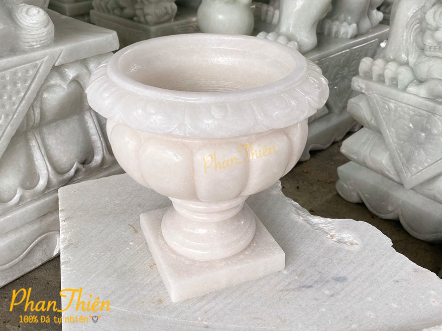 Bình Hoa Đá Cẩm Thạch Trắng (BH-03)