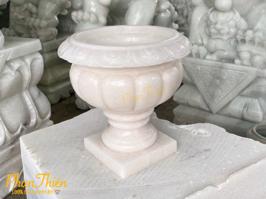 Bình Hoa Đá Cẩm Thạch Trắng (BH-03)