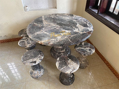 Bộ Bàn Ghế Đá Vàng Dây Tự Nhiên (BAN-08)