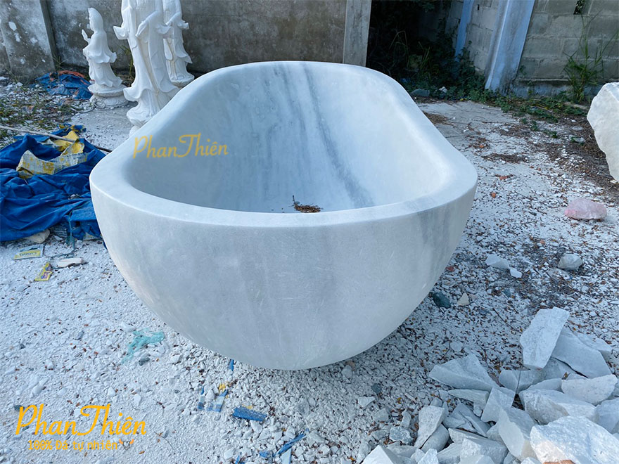 Bồn Tắm bằng Đá Tự Nhiên Trắng Xám (BT-01)