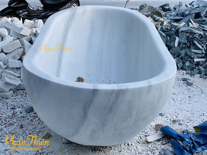 Bồn Tắm bằng Đá Tự Nhiên Trắng Xám (BT-01)