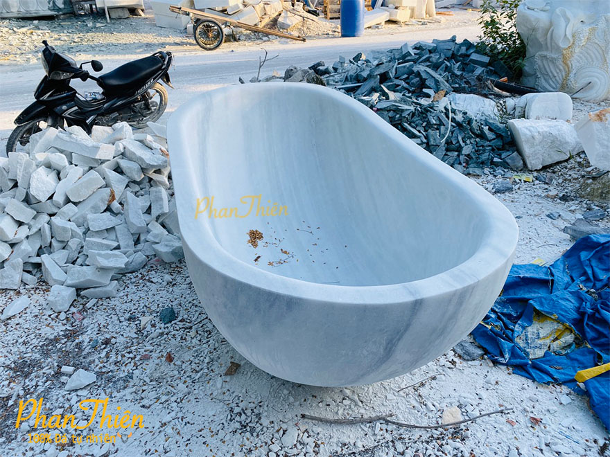 Bồn Tắm bằng Đá Tự Nhiên Trắng Xám (BT-01)