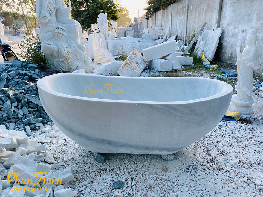 Bồn Tắm bằng Đá Tự Nhiên Trắng Xám (BT-01)