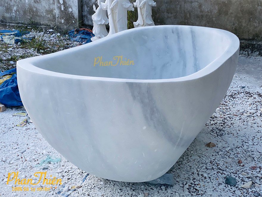 Bồn Tắm bằng Đá Tự Nhiên Trắng Xám (BT-01)