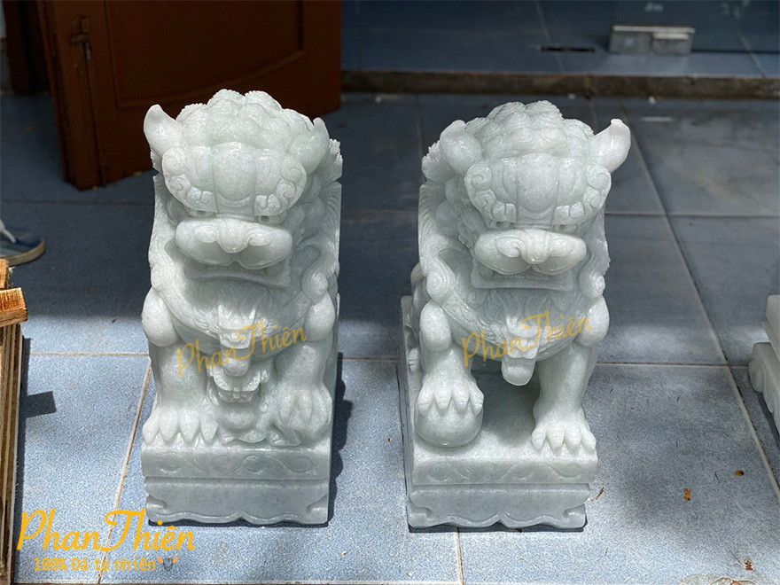 Cặp Kỳ Lân đá Cẩm thạch trắng (KL-19)