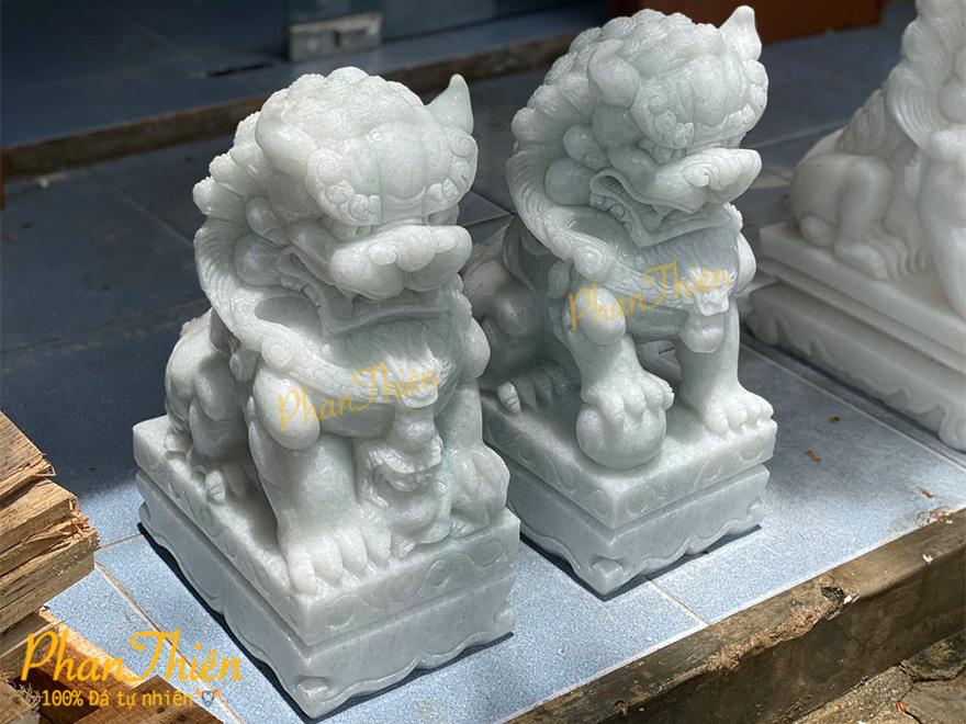 Cặp Kỳ Lân đá Cẩm thạch trắng (KL-19)