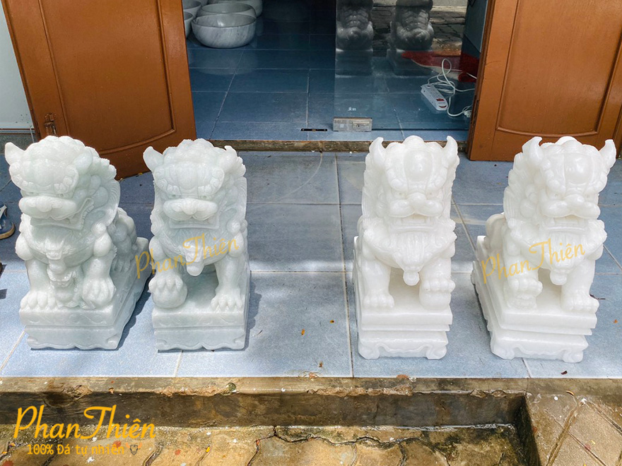 Cặp Kỳ Lân đá Cẩm thạch trắng (KL-19)
