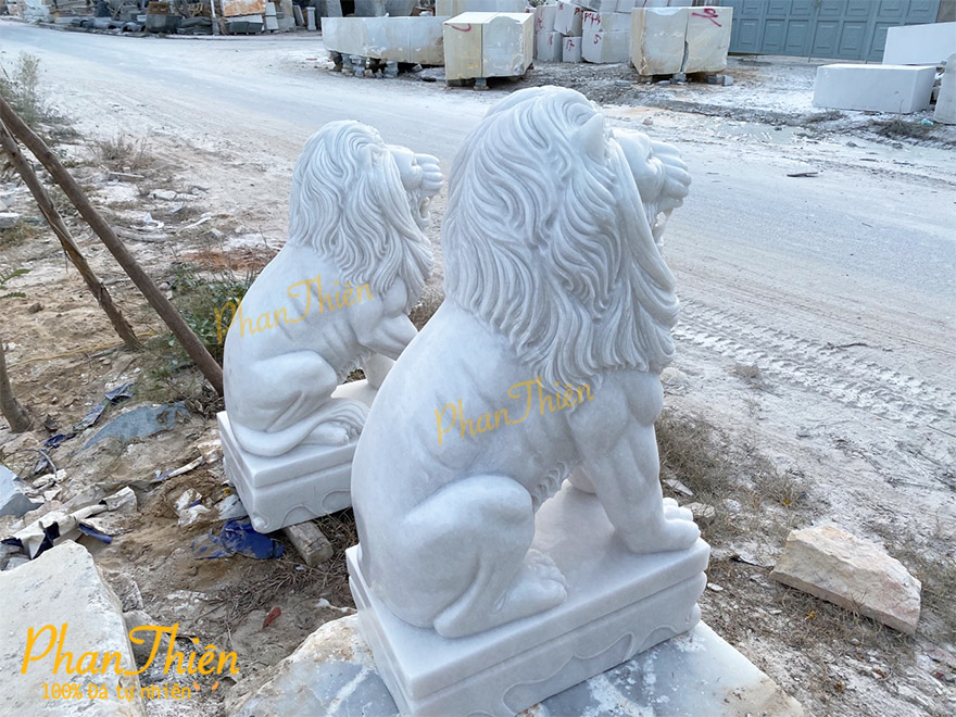 Cặp Sư tử bằng đá trắng Non Nước Đà Nẵng (ST-12)