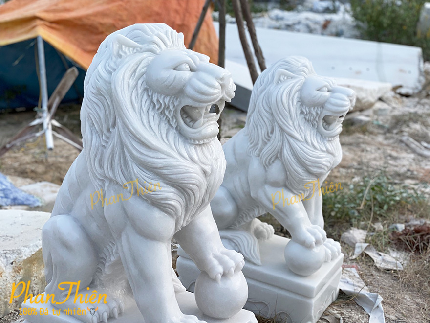 Cặp Sư tử bằng đá trắng Non Nước Đà Nẵng (ST-12)