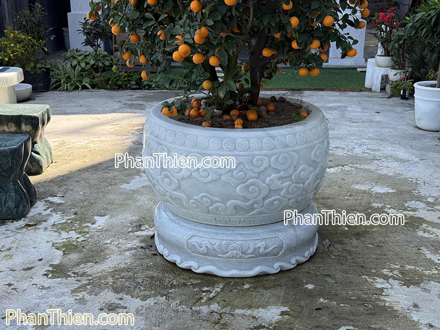 Chậu trồng cây bằng đá tự nhiên nguyên khối - CHAU-6