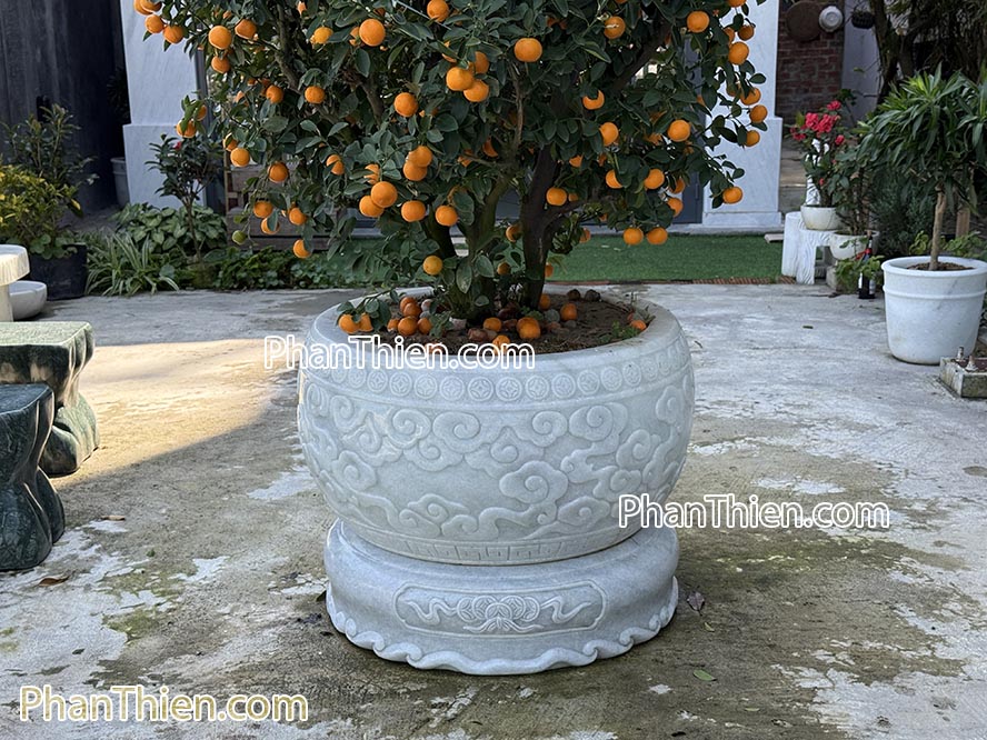 Chậu trồng cây bằng đá tự nhiên nguyên khối - CHAU-6