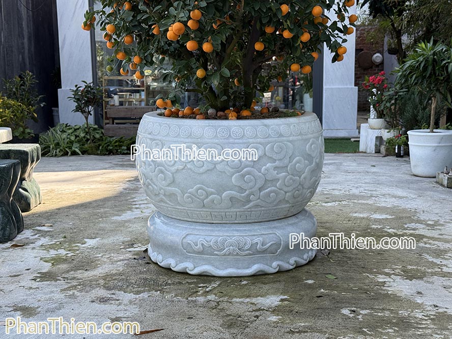 Chậu trồng cây bằng đá tự nhiên nguyên khối - CHAU-6