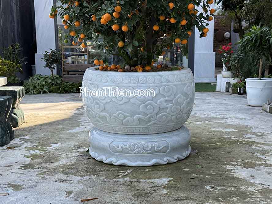 Chậu trồng cây bằng đá tự nhiên nguyên khối - CHAU-6