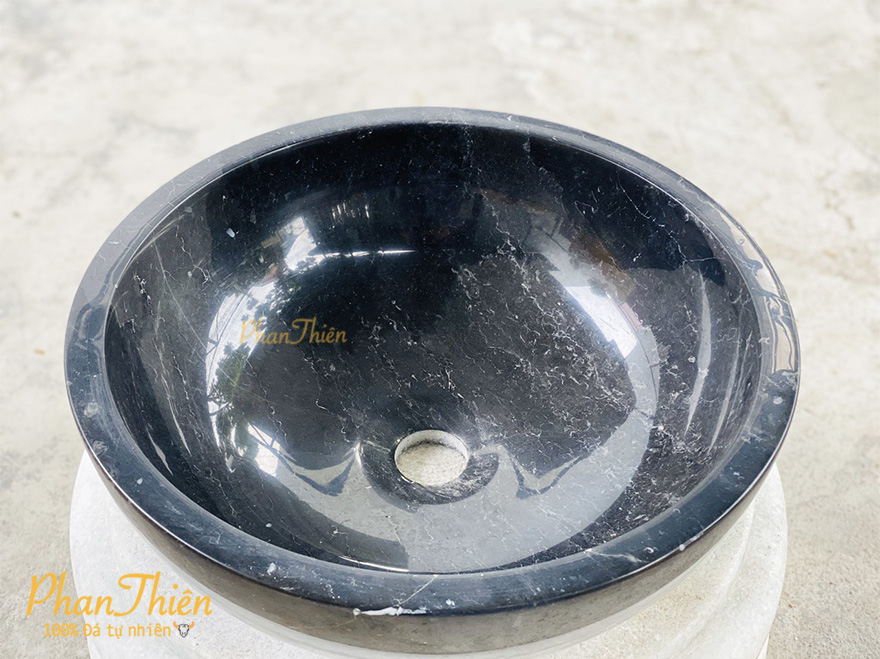 Chậu Lavabo bằng Đá Cẩm Thạch Đen (L-11)