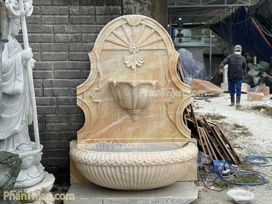 Đài phun nước bằng đá áp treo tường 155cm - DPN-54