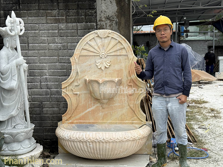 Đài phun nước bằng đá áp treo tường 155cm - DPN-54