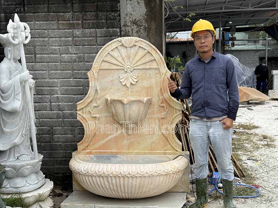 Đài phun nước bằng đá áp treo tường 155cm - DPN-54