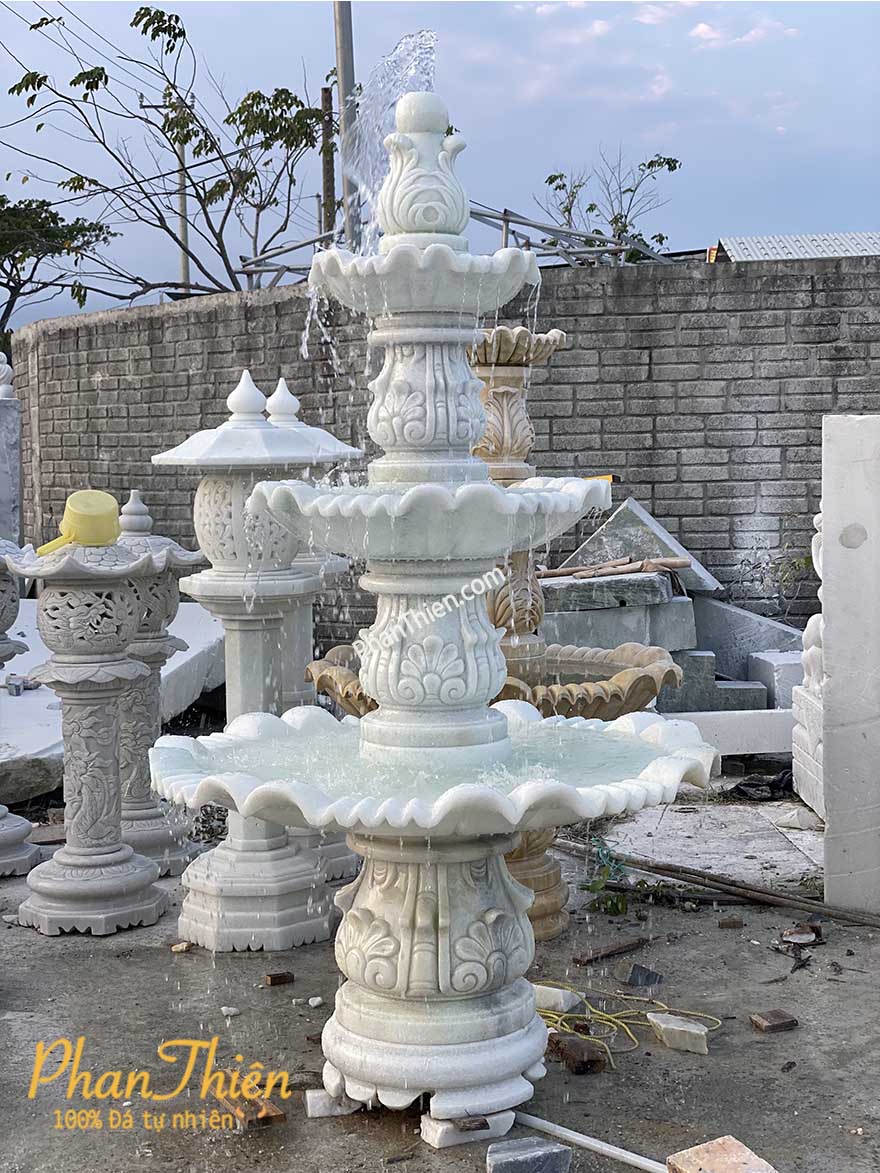 Đài Phun Nước bằng Đá Trắng Trong Xanh (DAI-20)