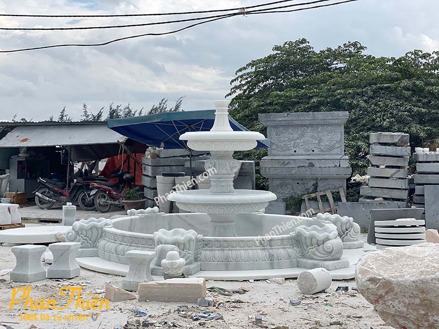 Đài Phun Nước bằng Đá Trắng Xanh Tự Nhiên (DAI-22)