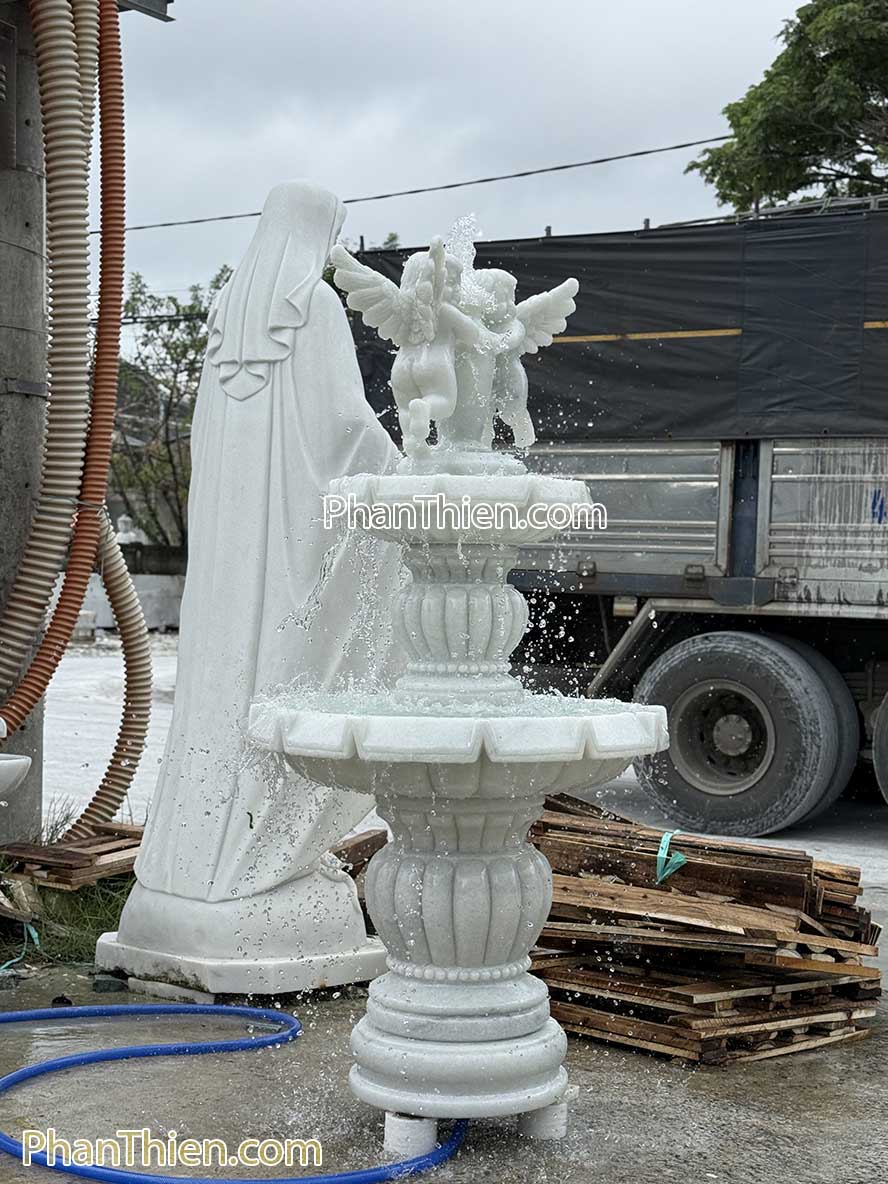 Đài Phun Nước thiên thần bằng đá tự nhiên - DPN - 49