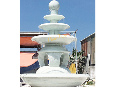 Đài Phun Nước Bi Xoay Đá Cẩm Thạch Trắng Xanh (DAI-06)
