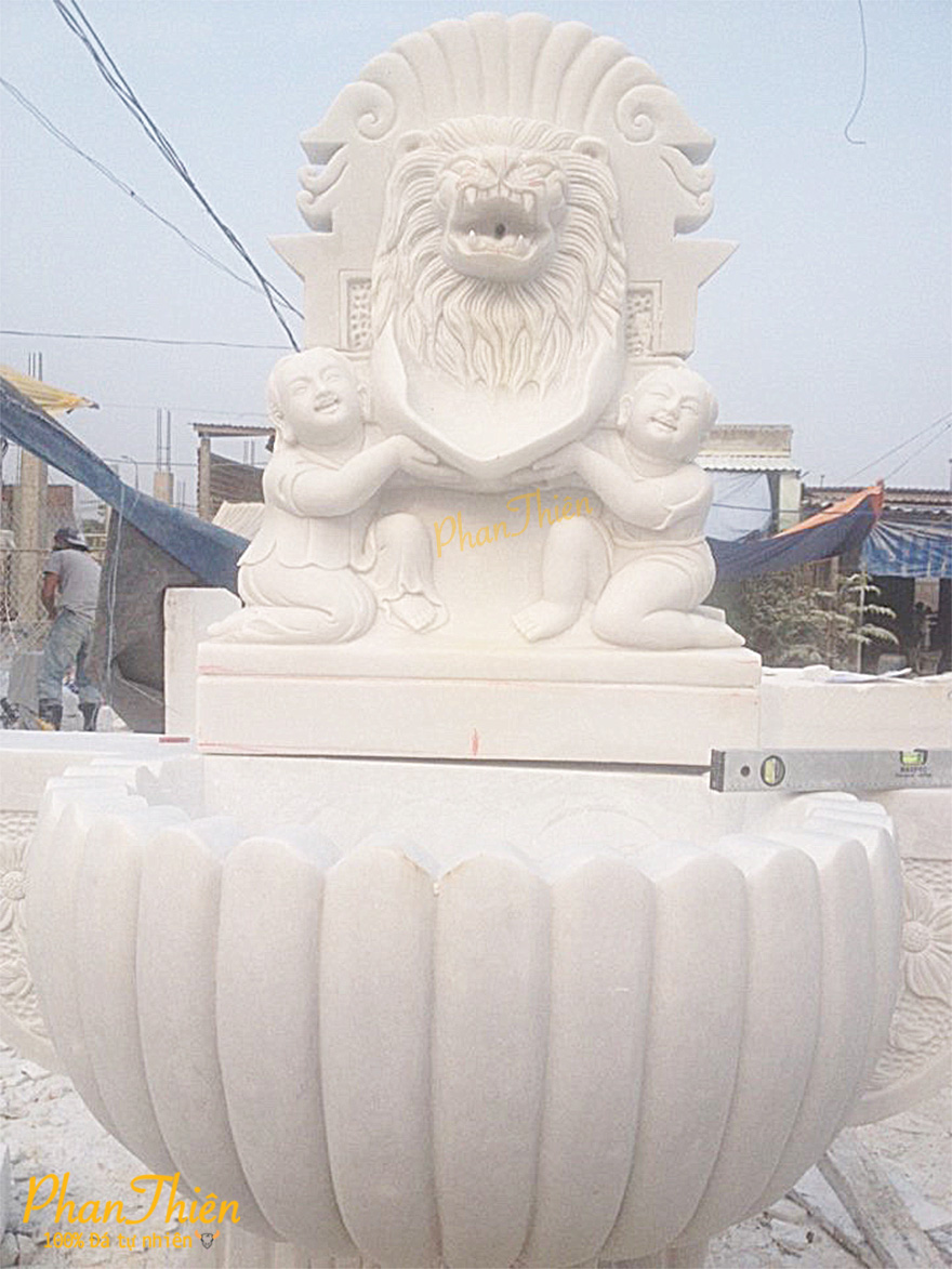 Đài Phun Nước Đầu Sư Tử Cổ Điển Đá Cẩm Thạch Trắng (DAI-08)