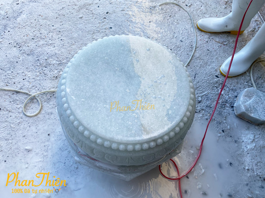 Đế Chân Trụ Cột (Đế Táng) Đá Cẩm Thạch Trắng Xanh (ĐC-05)
