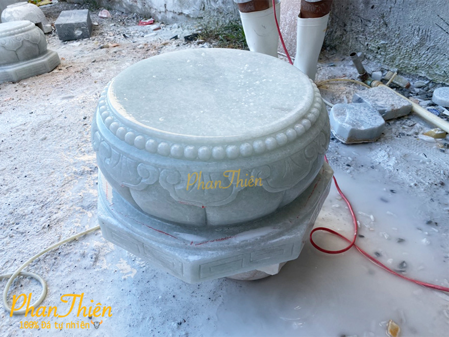 Đế Chân Trụ Cột (Đế Táng) Đá Cẩm Thạch Trắng Xanh (ĐC-05)