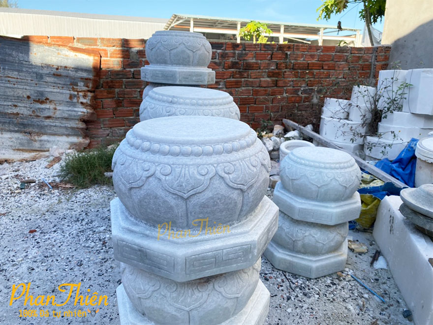 Đế Chân Trụ Cột (Đế Táng) Đá Cẩm Thạch Trắng Xanh (ĐC-04)
