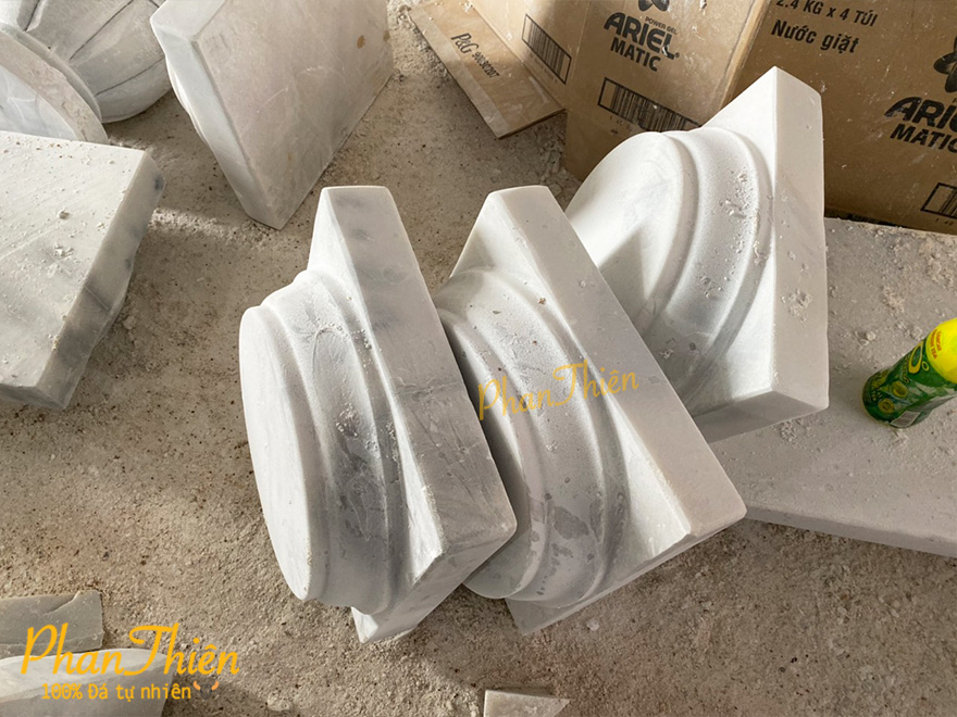 Đế Chân Trụ Cột Đế Táng Đá Cẩm Thạch Trắng Xám (ĐC-07)