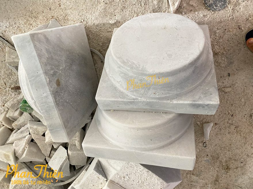 Đế Chân Trụ Cột Đế Táng Đá Cẩm Thạch Trắng Xám (ĐC-07)