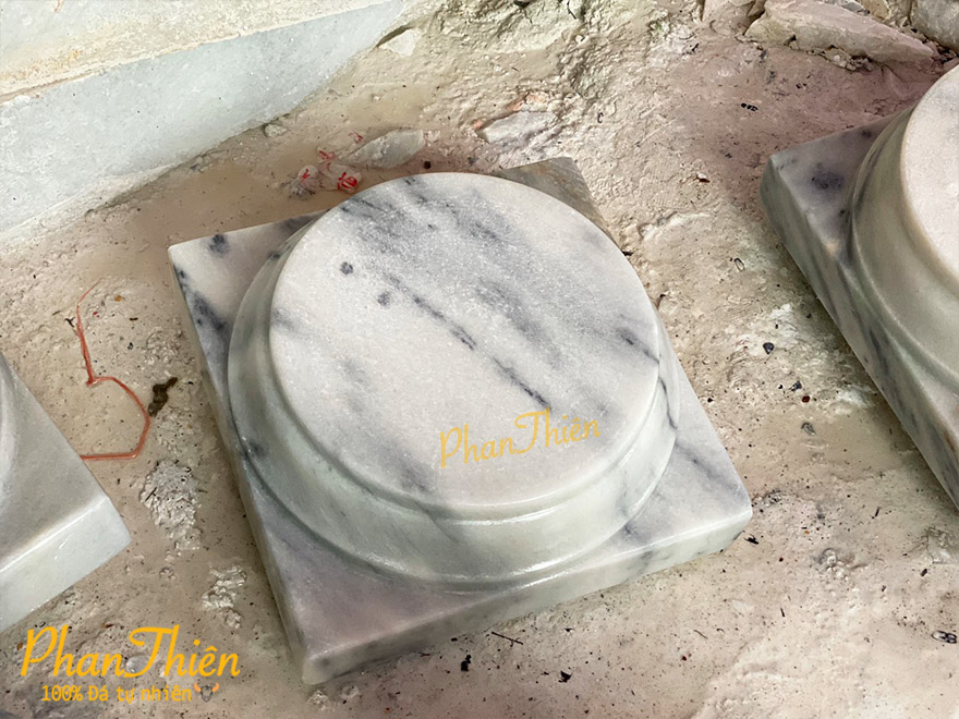 Đế Chân Trụ Cột Đế Táng Đá Cẩm Thạch Trắng Xám (ĐC-07)