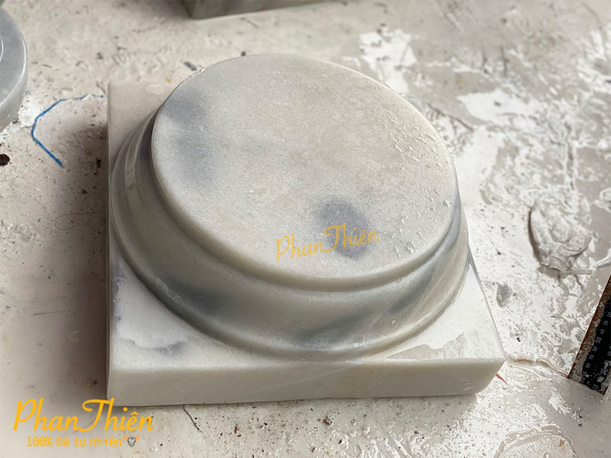 Đế Chân Trụ Cột Đế Táng Đá Cẩm Thạch Trắng Xám (ĐC-07)