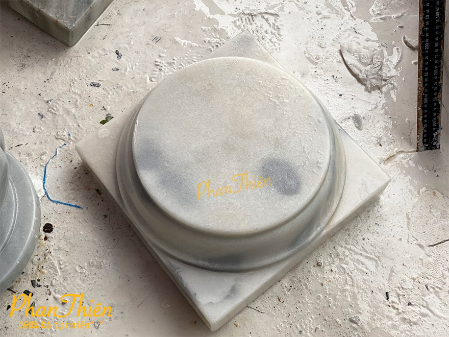 Đế Chân Trụ Cột Đế Táng Đá Cẩm Thạch Trắng Xám (ĐC-07)