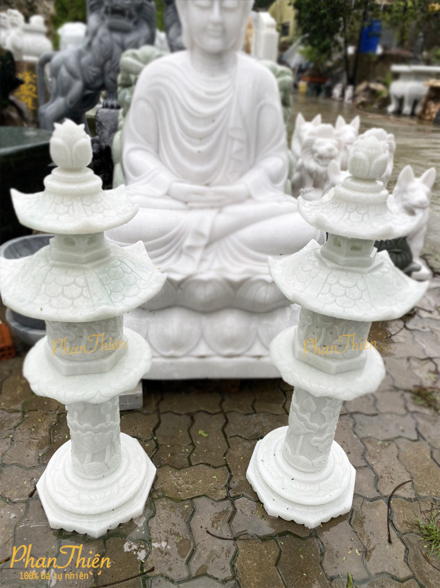 Đèn Đá Chạm Sen để bên Tượng Phật (DEN-50)