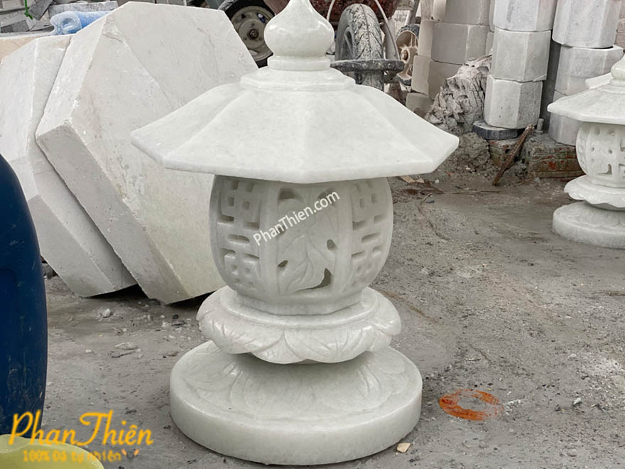 Đèn Đá Để Trụ Cổng Đá Trắng Xanh (DEN-68)