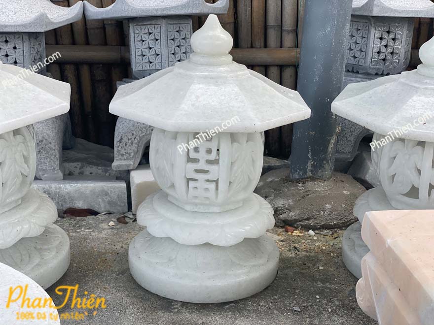 Đèn Đá Để Trụ Cổng Đá Trắng Xanh Nhẹ (DEN-67)