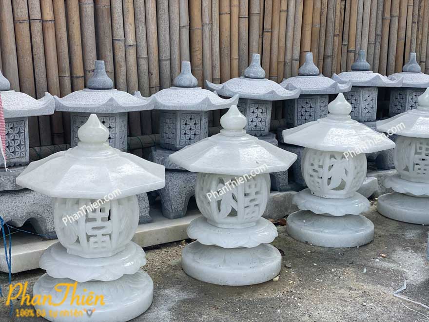 Đèn Đá Để Trụ Cổng Đá Trắng Xanh Nhẹ (DEN-67)