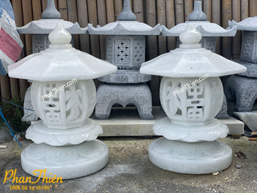 Đèn Đá Để Trụ Cổng Đá Trắng Xanh Nhẹ (DEN-67)
