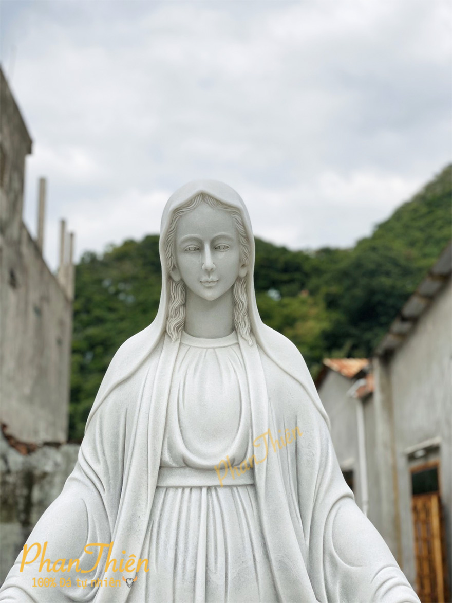Tượng Đức Mẹ Ban Ơn bằng Đá Cẩm Thạch Trắng (DM-08)