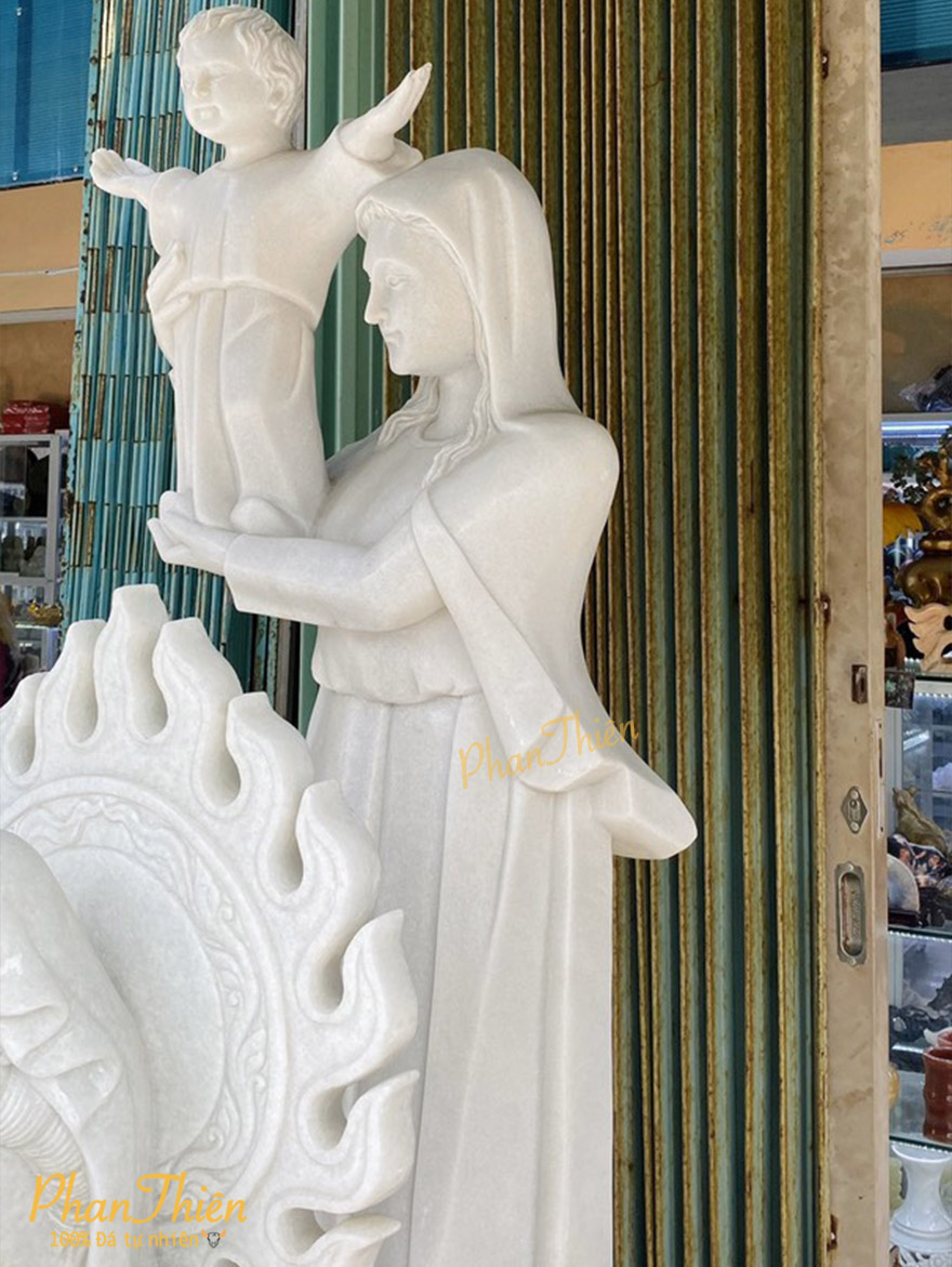 Tượng Đức Mẹ Bồng Chúa Đá Cẩm Thạch Trắng (DM-18)