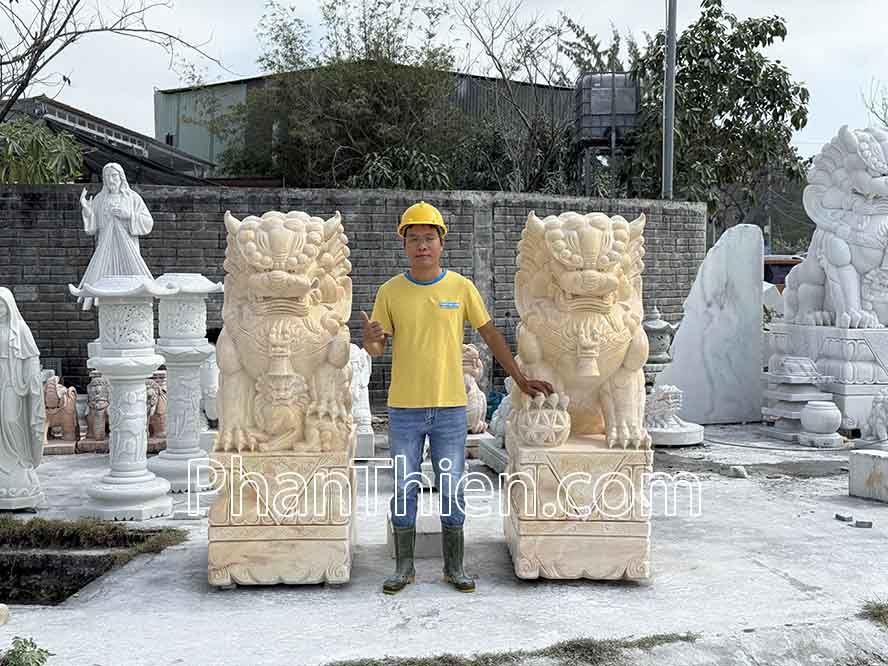 Tượng Kỳ Lân bằng đá Cà rốt tự nhiên - KL-80