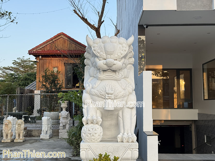 Tượng Kỳ Lân bằng đá Cẩm thạch trắng 2,55m VIP - KL-83